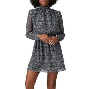The‎ East Order Cara Ditsy Floral Ruffle Neckline Long Sleeve Mini Dress